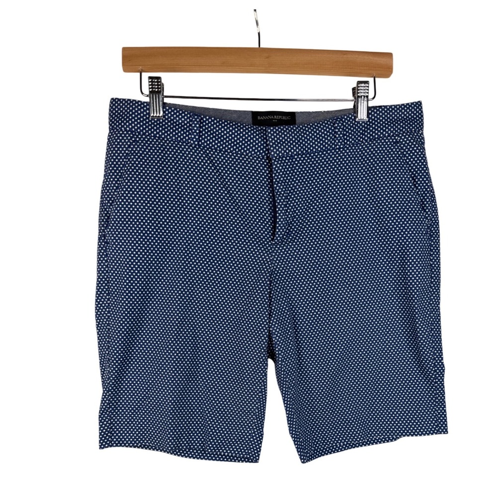 Banana Republic Diamond Print Bermuda‎ Shorts size 6 Blue/White